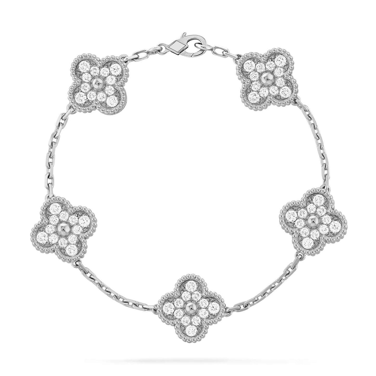 [VCA]CLOVER 5 MOTIFS  DIAMOND BRACELET SILVER