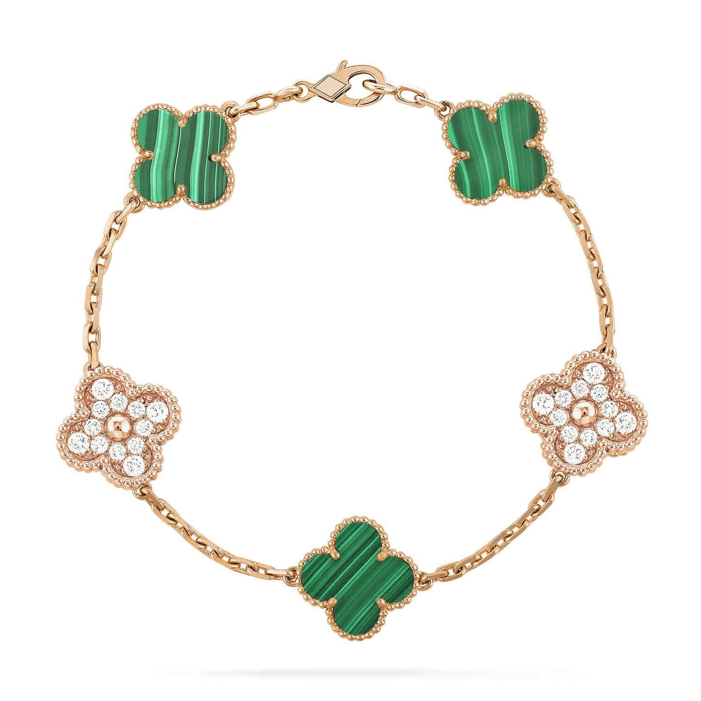 [VCA]CLOVER  5 MOTIF MALACHITE DIAMOND BRACELET