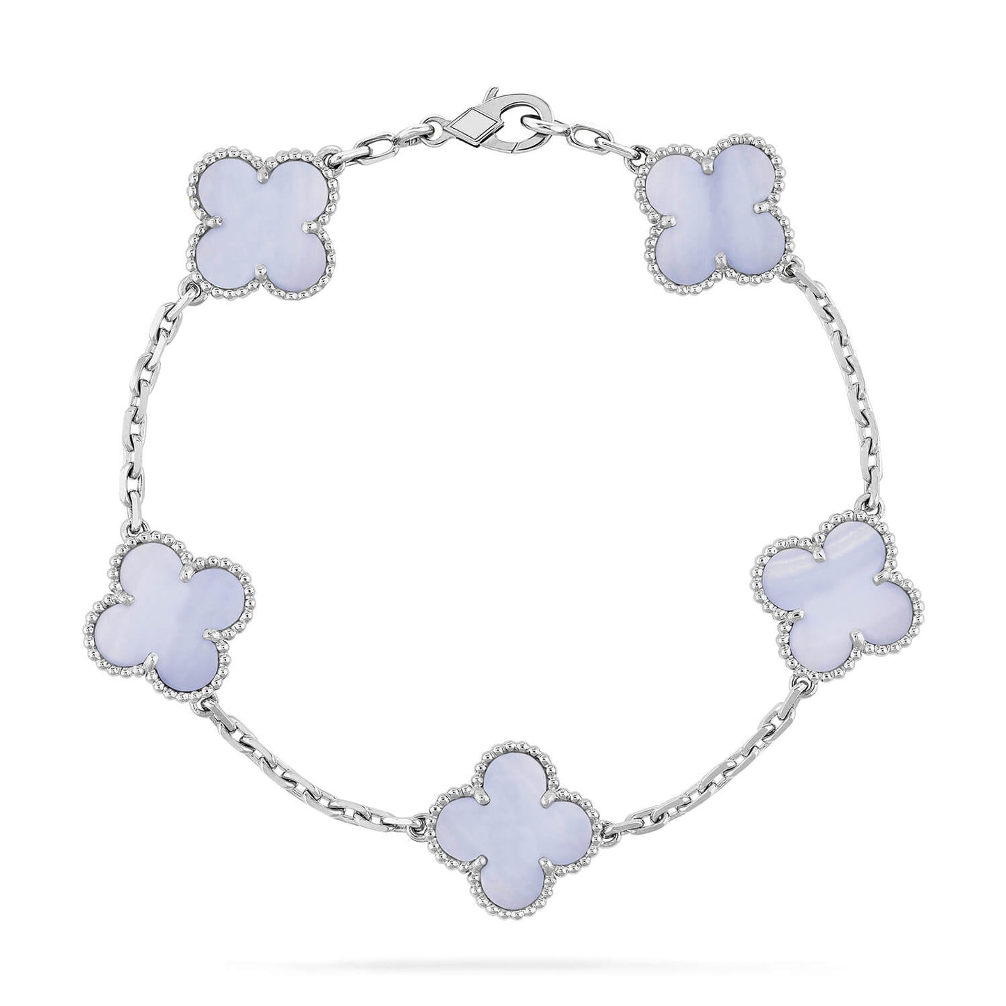 [VCA]CLOVER  5 MOTIF PURPLE CHALCEDONY BRACELET SILVER