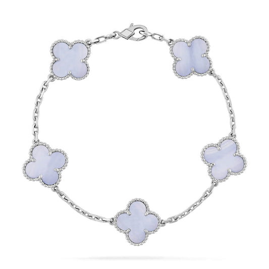 [VCA]CLOVER  5 MOTIF PURPLE CHALCEDONY BRACELET SILVER