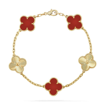 [VCA]CLOVER  5 MOTIFS CARNELIAN GOLD BRACELET