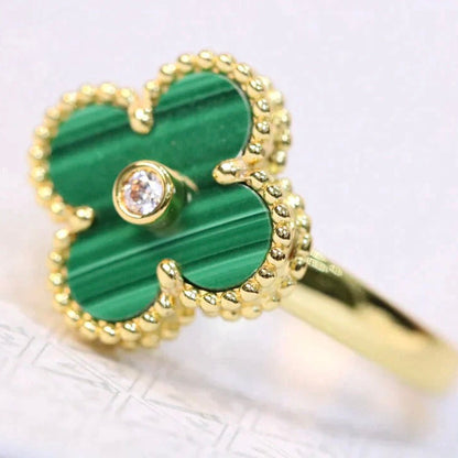 [VCA]CLOVER MALACHITE RING GOLD DIAMOND