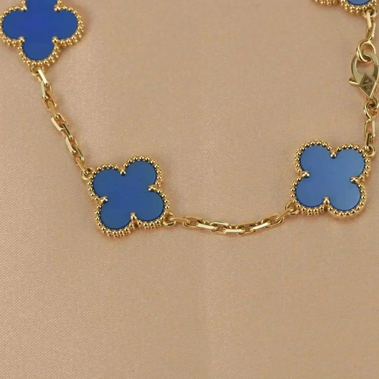 [VCA]CLOVER 5 MOTIFS BLUE AGATE BRACELET