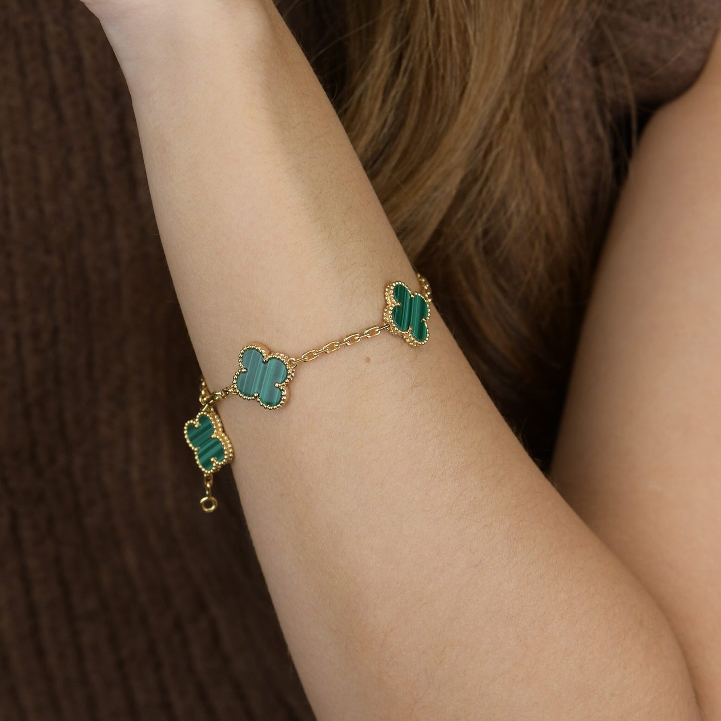 [VCA]CLOVER 5 MOTIFS MALACHITE BRACELET