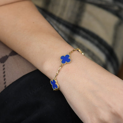 [VCA]CLOVER 5 MOTIFS BLUE AGATE BRACELET