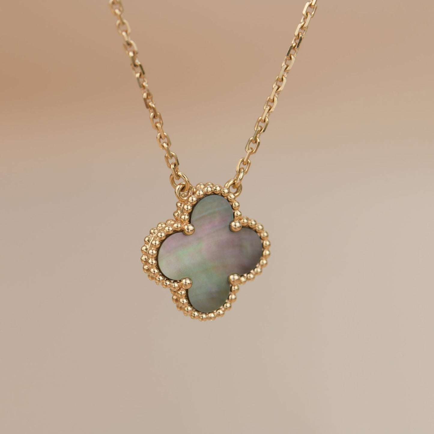 [VCA]CLOVER 15MM  GRAY MOTHER OF PEARL NECKLACE