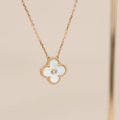 [VCA]CLOVER 15MM DIAMOND WHITE FRITILLARIA NECKLACE