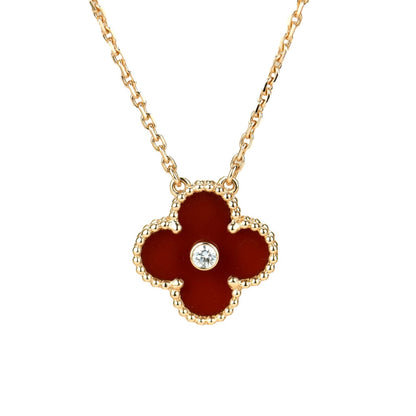 [VCA]CLOVER 15MM DIAMOND CARNELIAN NECKLACE