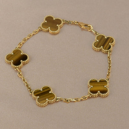 [VCA]CLOVER  5 MOTIFS TIGER EYE BRACELET