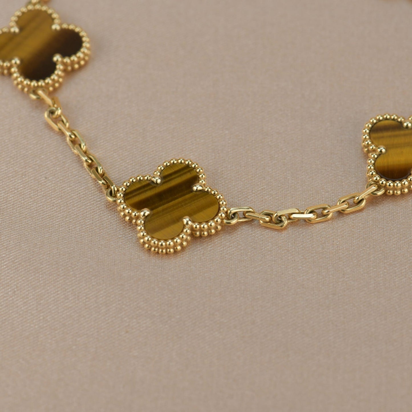 [VCA]CLOVER  5 MOTIFS TIGER EYE BRACELET