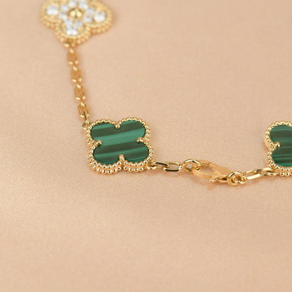 [VCA]CLOVER  5 MOTIF MALACHITE DIAMOND BRACELET