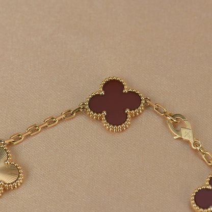 [VCA]CLOVER  5 MOTIFS CARNELIAN GOLD BRACELET