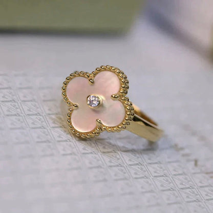 [VCA]CLOVER PINK MOP RING GOLD DIAMOND