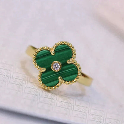 [VCA]CLOVER MALACHITE RING GOLD DIAMOND