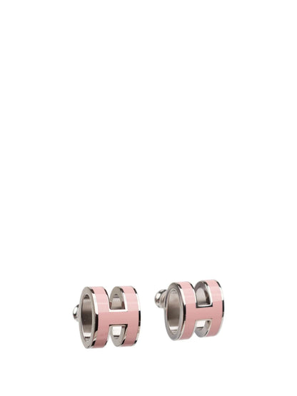 [Hmes]MINI POP H SILVER EARRINGS PINK