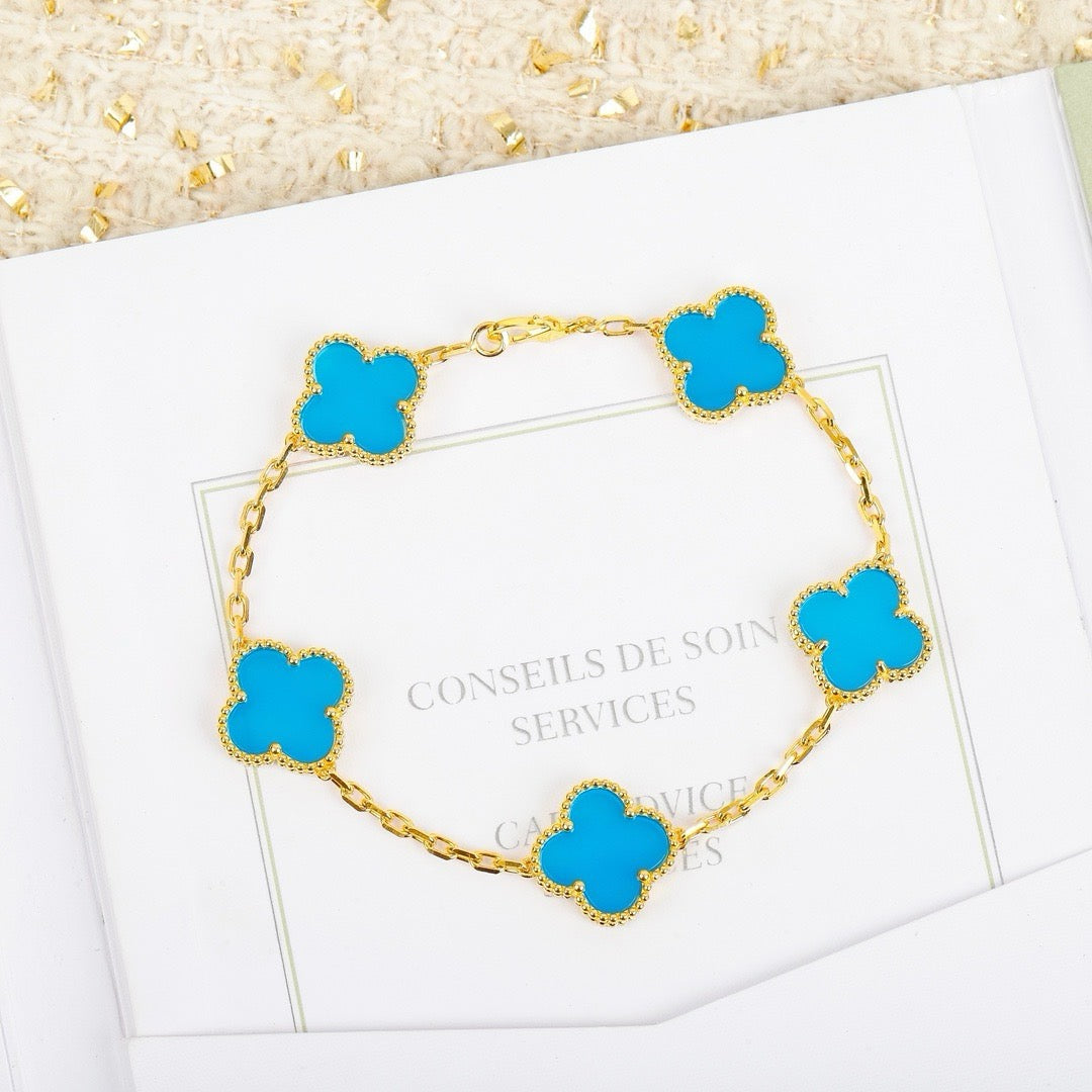 [VCA]CLOVER 5 MOTIFS TURQUOISE BRACELET