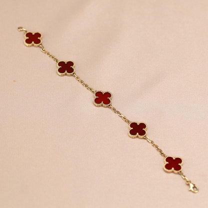 [VCA]CLOVER 5 MOTIFS RED AGATE  BRACELET