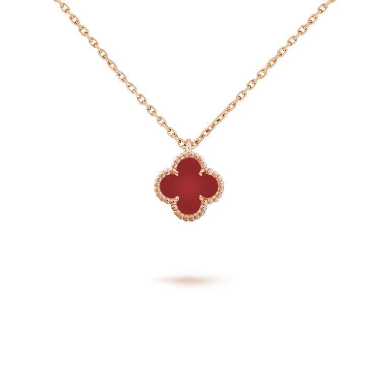 [VCA]CLOVER MINI 9.5MM WHITE CARNELIANS NECKLACE