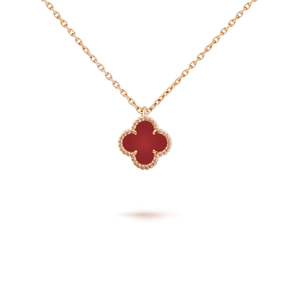 [VCA]CLOVER MINI 9.5MM WHITE CARNELIANS NECKLACE