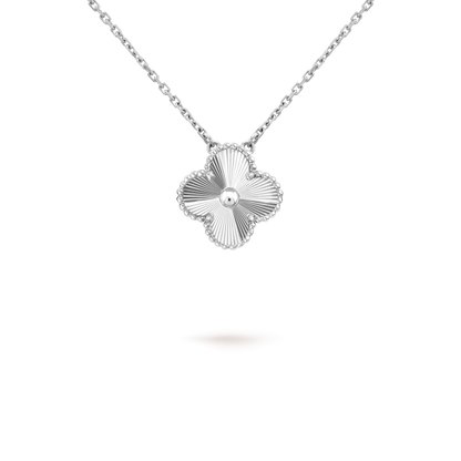 [VCA]CLOVER 15MM LASER NECKLACE SILVER