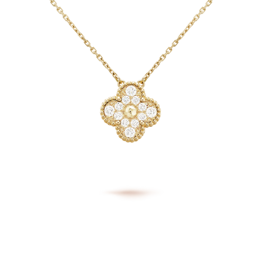 [VCA]CLOVER 15MM DIAMOND SINGLE FLOWER NECKLACE