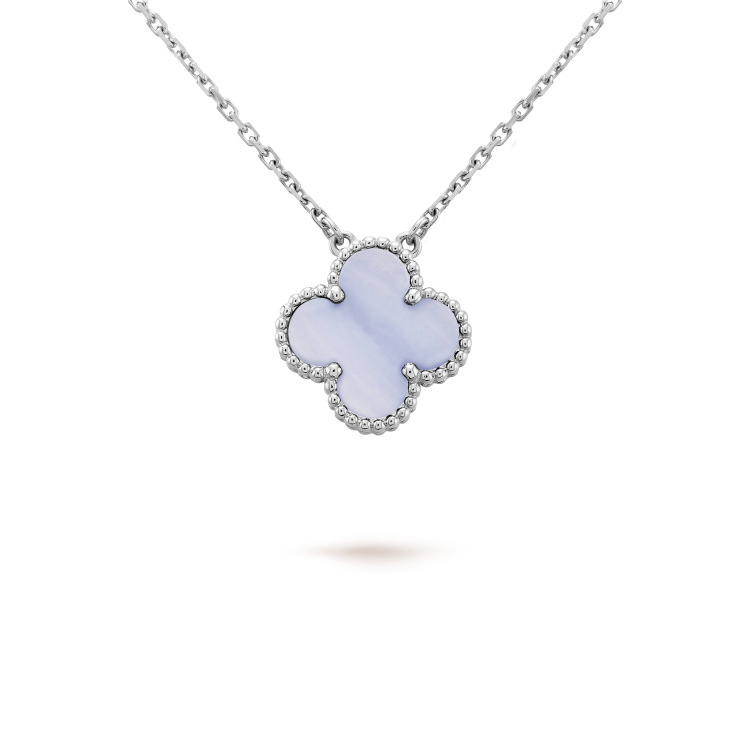 [VCA]CLOVER 15MM BLUE CHALCEDONY NECKLACE SILVER