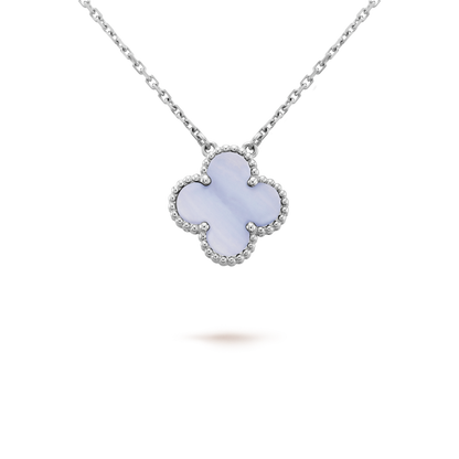 [VCA]CLOVER 15MM BLUE CHALCEDONY NECKLACE SILVER