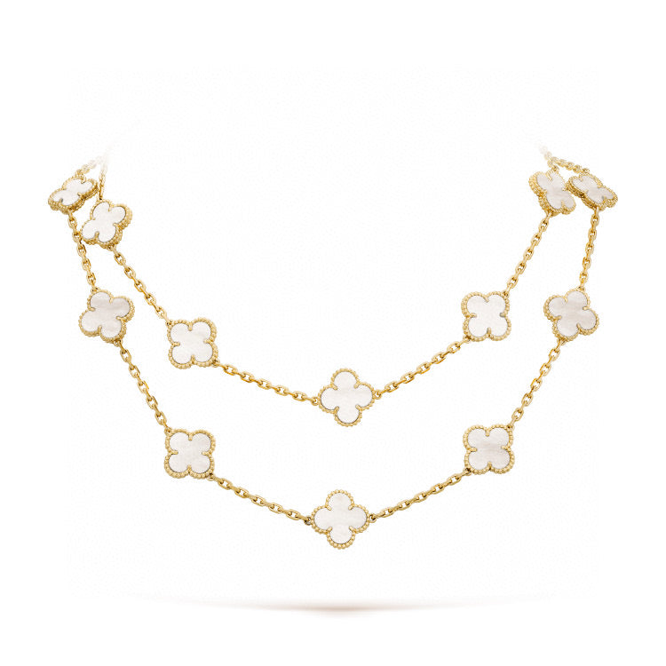 [VCA]CLOVER 20 MOTIFS WHITE MOP NECKLACE