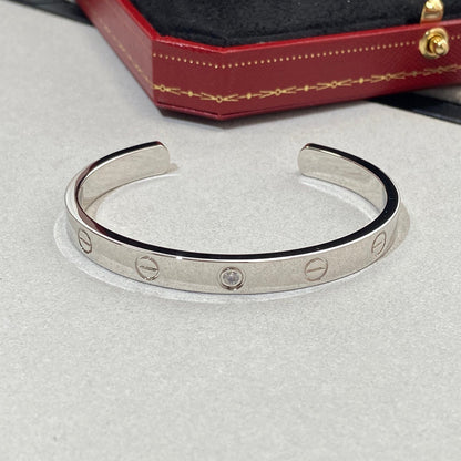 [CAT]LOVE BRACELET 6.1MM 1 DIAMOND OPEN CUFF