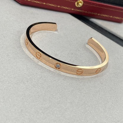 [CAT]LOVE BRACELET 6.1MM 1 DIAMOND OPEN CUFF