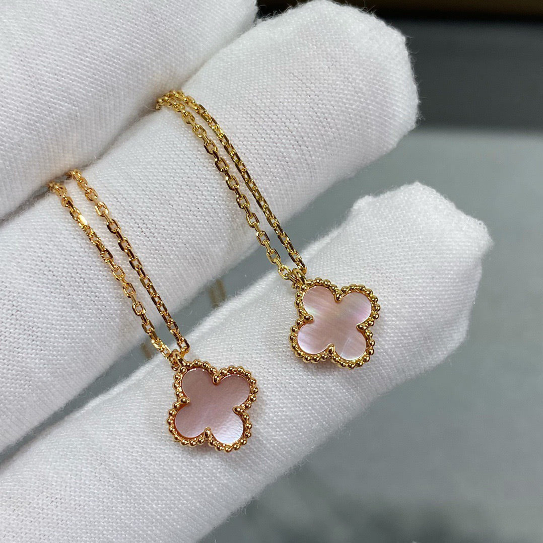 [VCA]CLOVER 15MM PINK MOTHER-OF-PEARL SINGLE FLOWER NECKLACE