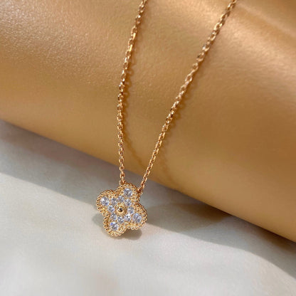 [VCA]CLOVER 15MM DIAMOND SINGLE FLOWER NECKLACE