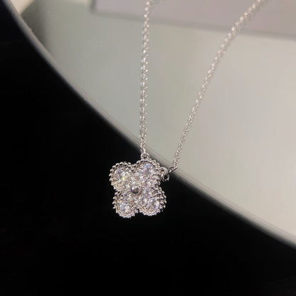 [VCA]CLOVER 15MM DIAMOND SINGLE FLOWER NECKLACE