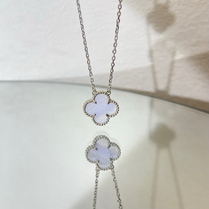 [VCA]CLOVER 15MM BLUE CHALCEDONY NECKLACE SILVER