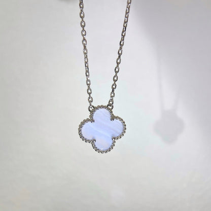 [VCA]CLOVER 15MM BLUE CHALCEDONY NECKLACE SILVER