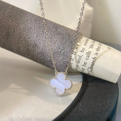 [VCA]CLOVER 15MM BLUE CHALCEDONY NECKLACE SILVER