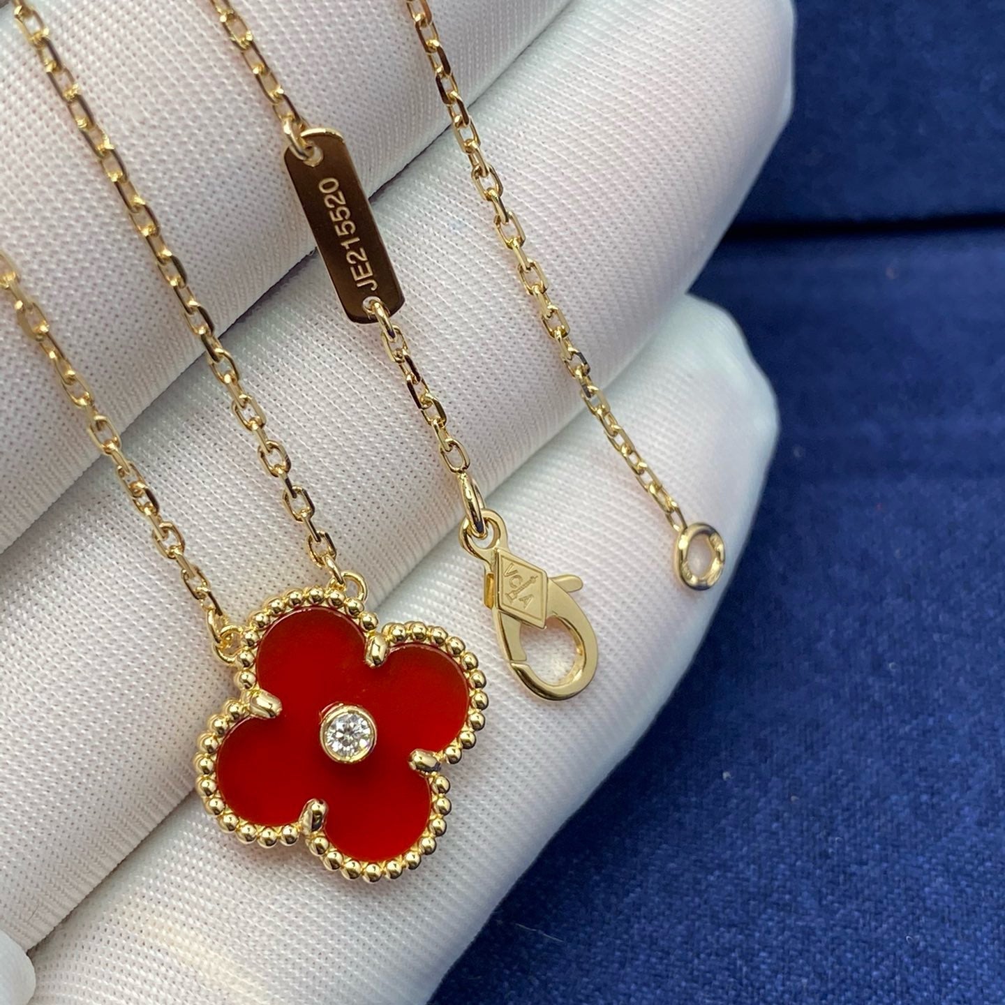 [VCA]CLOVER 15MM DIAMOND CARNELIAN NECKLACE