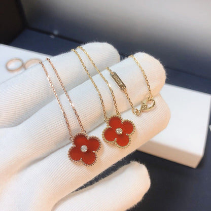 [VCA]CLOVER 15MM DIAMOND CARNELIAN NECKLACE