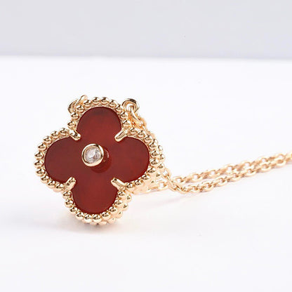 [VCA]CLOVER 15MM DIAMOND CARNELIAN NECKLACE