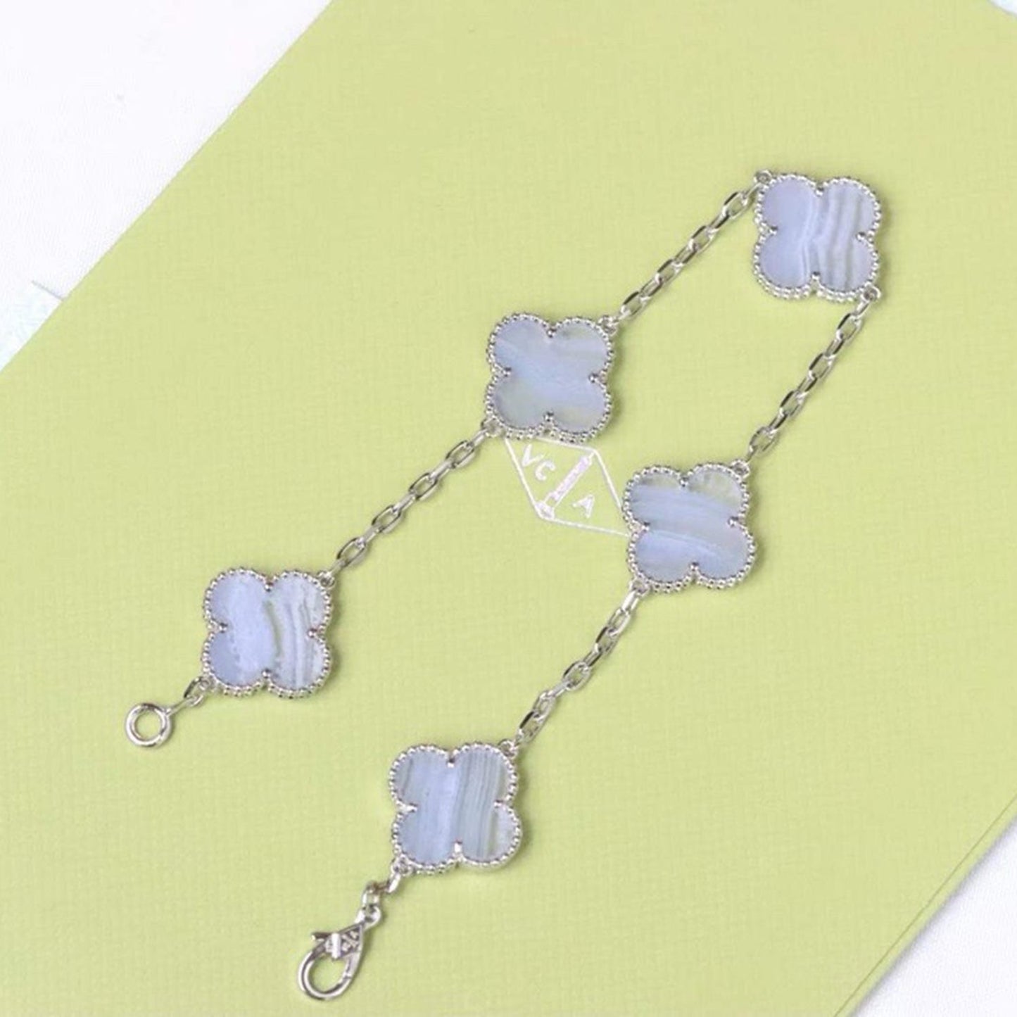 [VCA]CLOVER  5 MOTIF PURPLE CHALCEDONY BRACELET SILVER