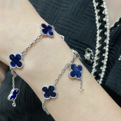 [VCA]CLOVER 5 MOTIF PIETERSITE SILVER BRACELET