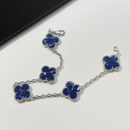 [VCA]CLOVER 5 MOTIF PIETERSITE SILVER BRACELET