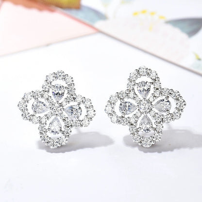 [Chau]LOOP EARRINGS FULL MOTIF DIAMOND 16MM SILVE