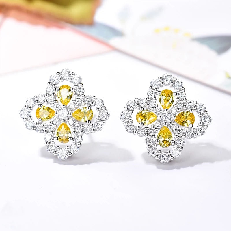 [Chau]LOOP EARRINGS FULL MOTIF DIAMOND 16MM SILVE