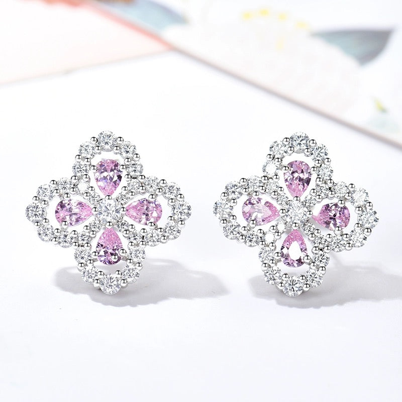 [Chau]LOOP EARRINGS FULL MOTIF DIAMOND 16MM SILVE