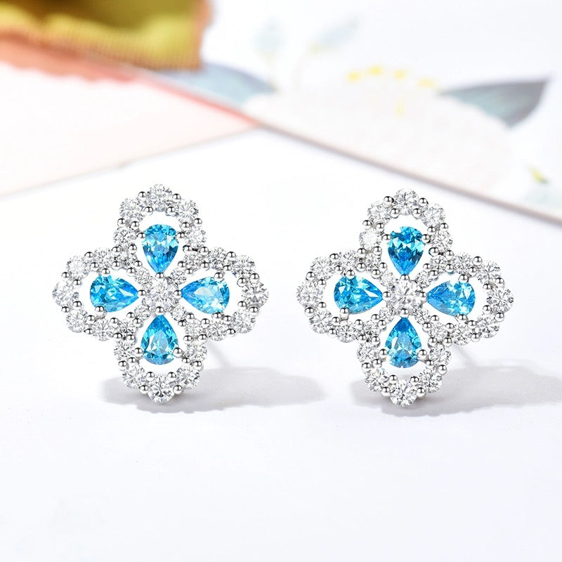 [Chau]LOOP EARRINGS FULL MOTIF DIAMOND 16MM SILVE