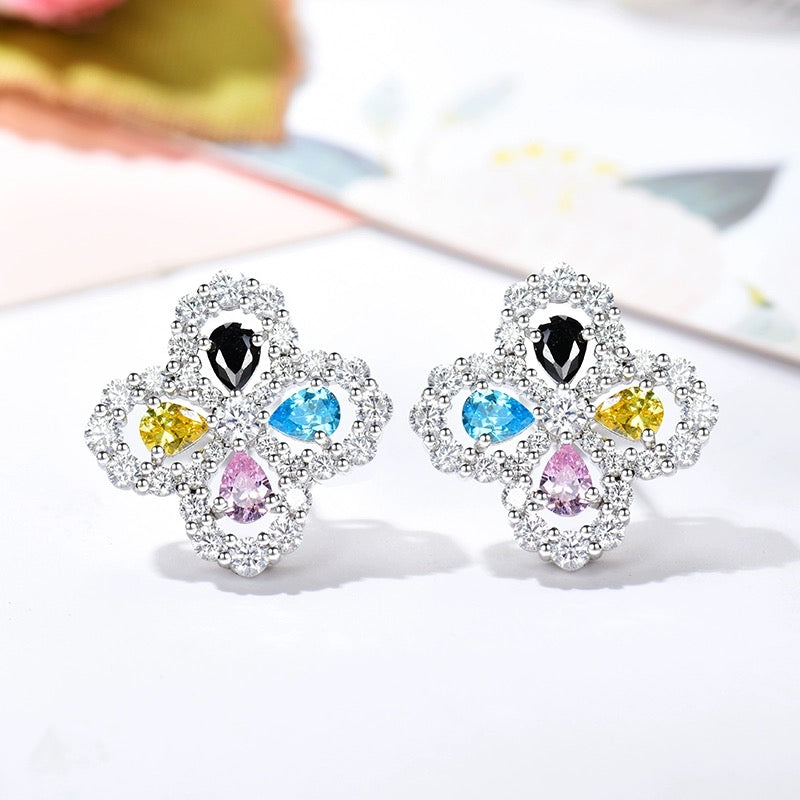 [Chau]LOOP EARRINGS FULL MOTIF DIAMOND 16MM SILVE