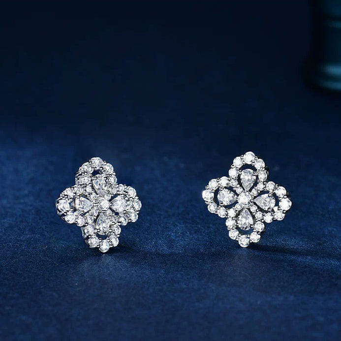 [Chau]LOOP EARRINGS FULL MOTIF DIAMOND 16MM SILVE