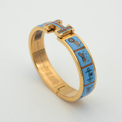 [Hmes]H PINK GOLD BRACELET BLUE CERAMIC