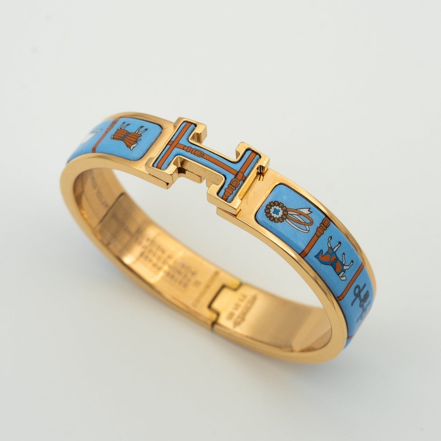 [Hmes]H PINK GOLD BRACELET BLUE CERAMIC